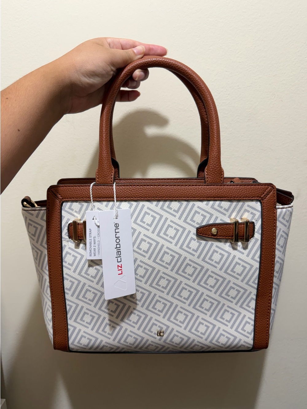 Liz Claiborne White & Brown Handbag